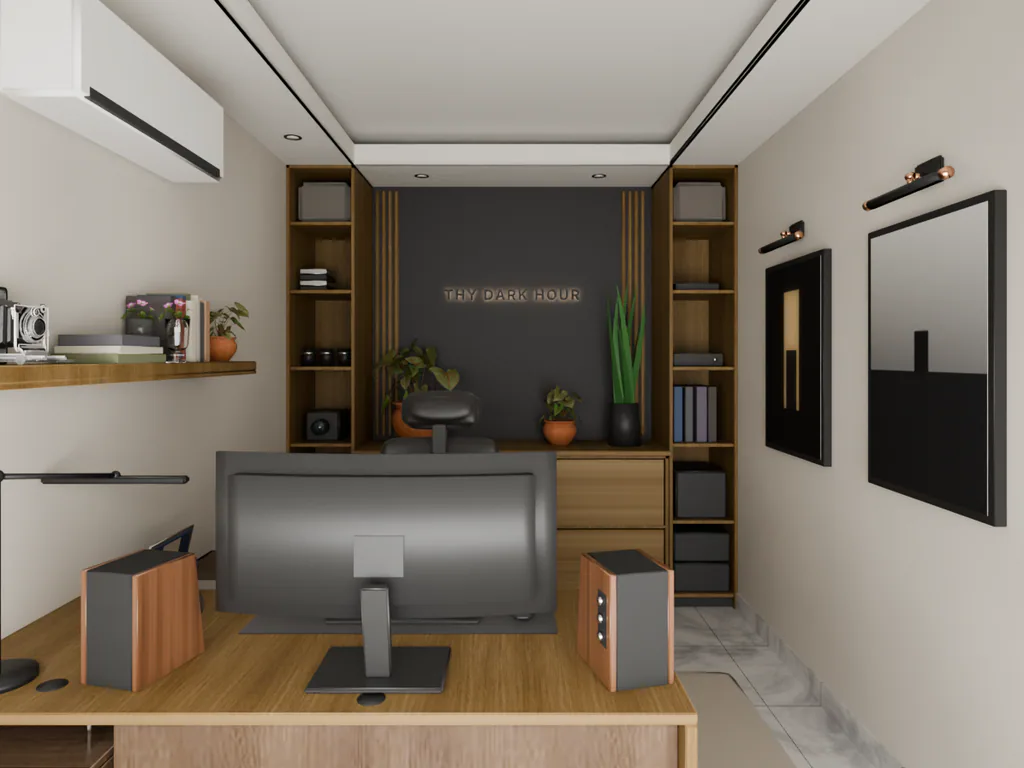 Concept render of an office in daylight with the lights off