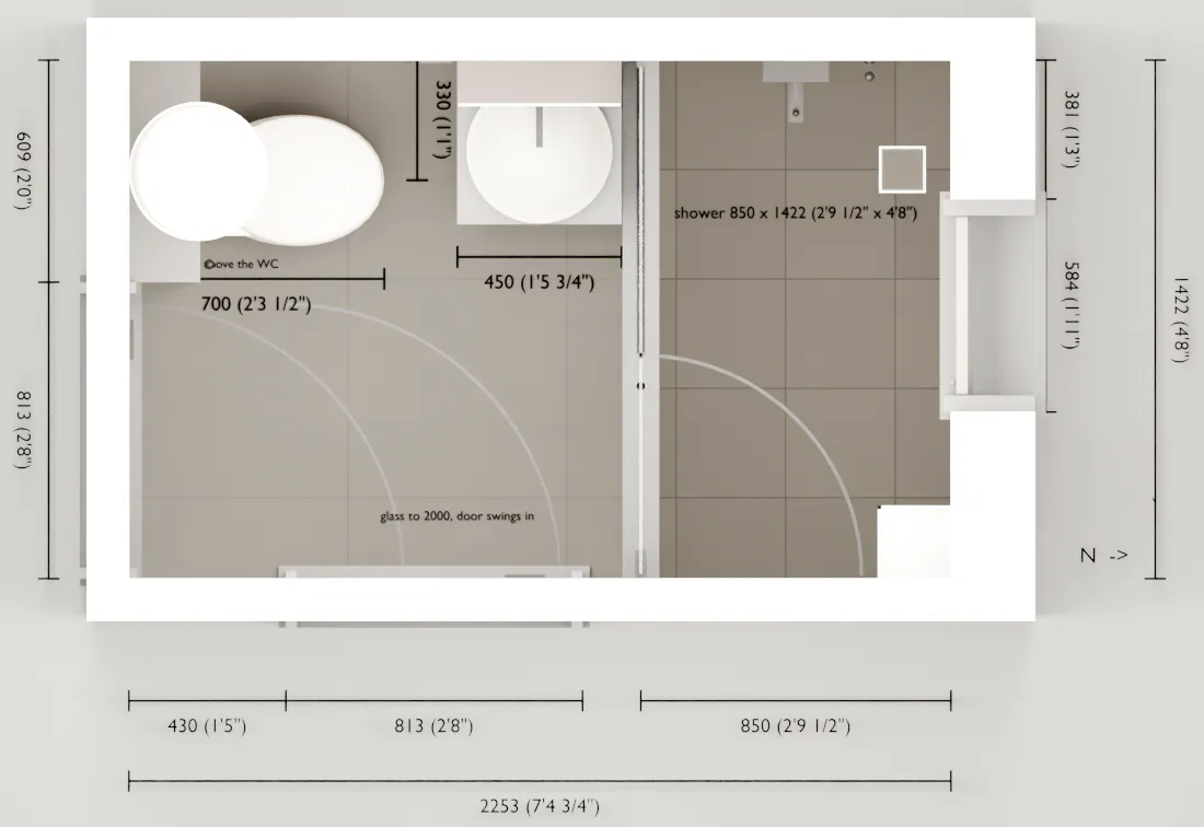 Bathroom plan, version 5 of 13.